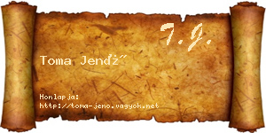 Toma Jenő névjegykártya